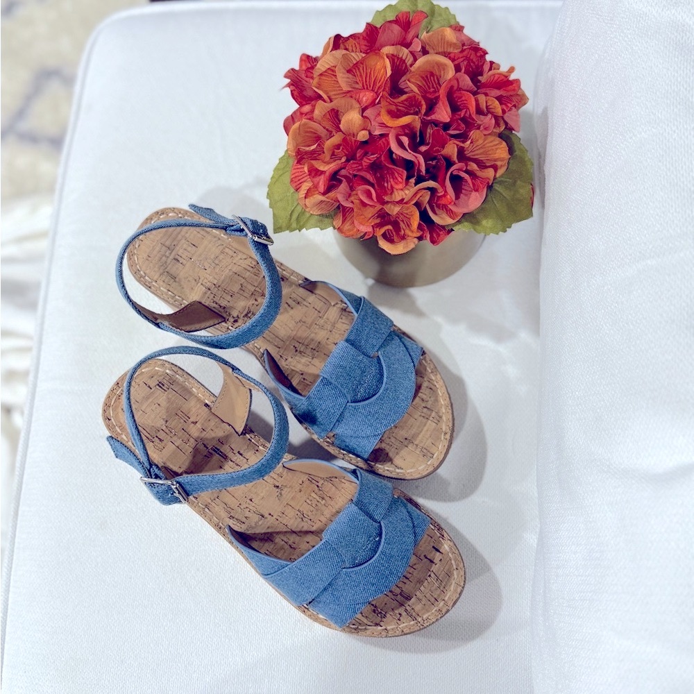 White Mountain Blue Wedge Sandals 7.5 - Picture 6 of 7